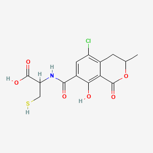 molecular formula C14H14ClNO6S B14332331 N-((5-Chloro-8-hydroxy-3-methyl-1-oxo-7-isochromanyl)carbonyl)cysteine CAS No. 101144-57-4