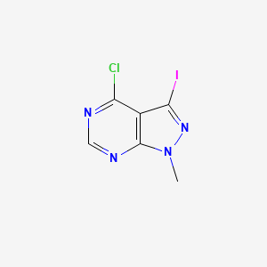 molecular formula C6H4ClIN4 B1433269 4-chloro-3-iodo-1-methyl-1H-pyrazolo[3,4-d]pyrimidine CAS No. 1092789-28-0