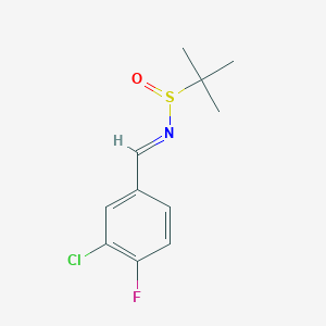 N-[(3-chloro-4-fluorophenyl)methylidene]-2-methylpropane-2-sulfinamide
