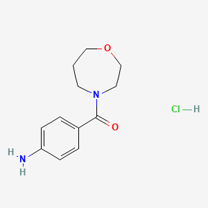 molecular formula C12H17ClN2O2 B1433312 4-(1,4-Oxazepane-4-carbonyl)aniline hydrochloride CAS No. 1803589-66-3