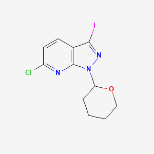 molecular formula C11H11ClIN3O B1433316 6-chloro-3-iodo-1-(tetrahydro-2H-pyran-2-yl)-1H-pyrazolo[3,4-b]pyridine CAS No. 1416714-43-6