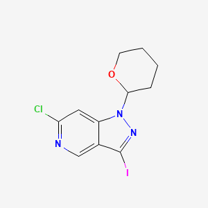 molecular formula C11H11ClIN3O B1433319 6-氯-3-碘-1-(四氢-2H-吡喃-2-基)-1H-吡唑并[4,3-c]吡啶 CAS No. 1416714-59-4