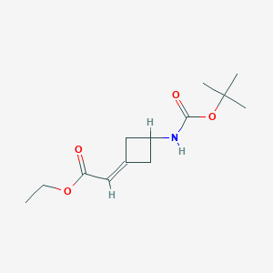 molecular formula C13H21NO4 B1433327 Ethyl 2-(3-((tert-butoxycarbonyl)amino)cyclobutylidene)acetate CAS No. 1463522-73-7