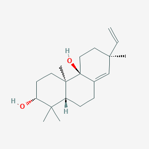 molecular formula C20H32O2 B1433334 2,4b(1H)-Phenanthrenediol, 7-ethenyl-2,3,4,4a,5,6,7,9,10,10a-decahydro-1,1,4a,7-tetramethyl-, [2S-(2I+/-,4aI+/-,4bI(2),7I(2),10aI(2))]- CAS No. 150943-96-7