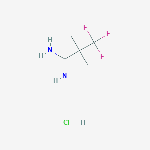 molecular formula C5H10ClF3N2 B1433335 3,3,3-Trifluoro-2,2-dimethylpropanimidamide hydrochloride CAS No. 1217487-48-3