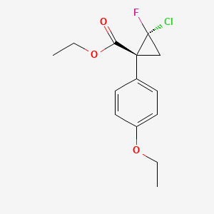 molecular formula C14H16ClFO3 B14333636 Cyclopropanecarboxylic acid, 2-chloro-1-(4-ethoxyphenyl)-2-fluoro-, ethyl ester, cis- CAS No. 101492-45-9