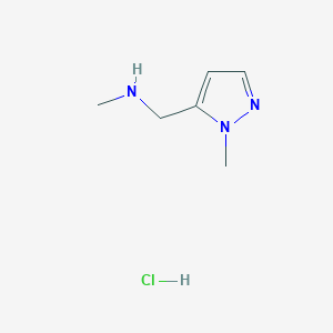 molecular formula C6H12ClN3 B1433366 methyl[(1-methyl-1H-pyrazol-5-yl)methyl]amine hydrochloride CAS No. 1788989-09-2