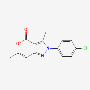 molecular formula C14H11ClN2O2 B14333777 2-(4-Chlorophenyl)-3,6-dimethylpyrano[4,3-c]pyrazol-4(2H)-one CAS No. 106089-52-5