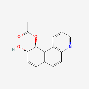 molecular formula C15H13NO3 B14333847 Benzo(f)quinoline-9,10-diol, 9,10-dihydro-, 10-acetate, trans- CAS No. 103620-34-4