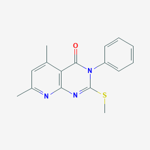 molecular formula C16H15N3OS B14334042 Pyrido[2,3-d]pyrimidin-4(3H)-one, 5,7-dimethyl-2-(methylthio)-3-phenyl- CAS No. 105873-37-8
