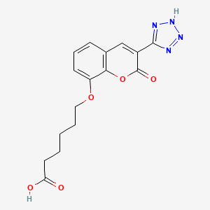 molecular formula C16H16N4O5 B14334153 Hexanoic acid, 6-((2-oxo-3-(1H-tetrazol-5-yl)-2H-1-benzopyran-8-yl)oxy)- CAS No. 103876-51-3