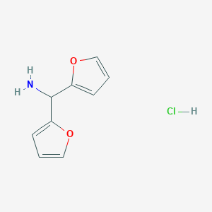 molecular formula C9H10ClNO2 B1433428 C,C-Di-furan-2-yl-methylamine hydrochloride CAS No. 1308319-50-7