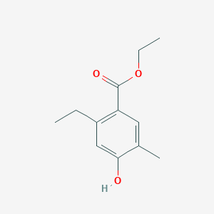 molecular formula C12H16O3 B14334638 Ethyl 2-ethyl-4-hydroxy-5-methylbenzoate CAS No. 102740-19-2