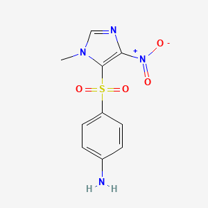 molecular formula C10H10N4O4S B14334996 Benzenamine, 4-((1-methyl-4-nitro-1H-imidazol-5-yl)sulfonyl)- CAS No. 108655-46-5