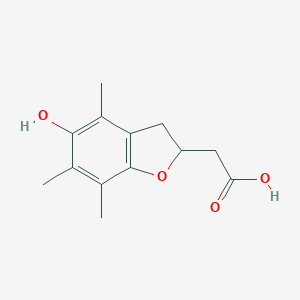 molecular formula C13H16O4 B143350 5-Hydroxy-4,6,7-trimethyl-2,3-dihydrobenzofuran-2-acetic acid CAS No. 139232-40-9