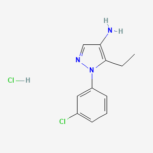 molecular formula C11H13Cl2N3 B1433509 1-(3-chlorophenyl)-5-ethyl-1H-pyrazol-4-amine hydrochloride CAS No. 1795184-89-2