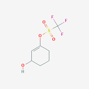 molecular formula C7H9F3O4S B14335284 Methanesulfonic acid, trifluoro-, 3-hydroxy-1-cyclohexen-1-yl ester CAS No. 109459-30-5