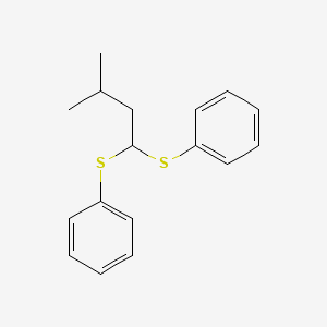 molecular formula C17H20S2 B14335318 Benzene, 1,1'-[(3-methylbutylidene)bis(thio)]bis- CAS No. 102488-95-9