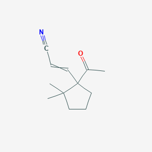 molecular formula C12H17NO B14335335 3-(1-Acetyl-2,2-dimethylcyclopentyl)prop-2-enenitrile CAS No. 99557-57-0