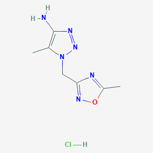 molecular formula C7H11ClN6O B1433536 5-methyl-1-[(5-methyl-1,2,4-oxadiazol-3-yl)methyl]-1H-1,2,3-triazol-4-amine hydrochloride CAS No. 1803592-76-8