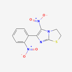 molecular formula C11H8N4O4S B14335409 Imidazo(2,1-b)thiazole, 2,3-dihydro-5-nitro-6-(nitrophenyl)- CAS No. 96125-76-7