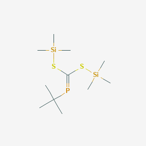 molecular formula C11H27PS2Si2 B14335501 tert-Butyl(2,2,6,6-tetramethyl-3,5-dithia-2,6-disilaheptan-4-ylidene)phosphane CAS No. 95791-72-3