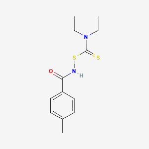 molecular formula C13H18N2OS2 B14335614 N-[(Diethylcarbamothioyl)sulfanyl]-4-methylbenzamide CAS No. 105246-31-9