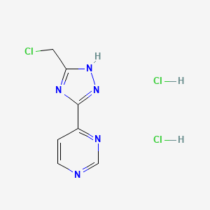 molecular formula C7H8Cl3N5 B1433564 4-[5-(chloromethyl)-1H-1,2,4-triazol-3-yl]pyrimidine dihydrochloride CAS No. 1803610-96-9