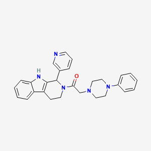 molecular formula C28H29N5O B14335660 2,3,4,9-Tetrahydro-2-((4-phenyl-1-piperazinyl)acetyl)-1-(3-pyridinyl)-1H-pyrido(3,4-b)indole CAS No. 110785-23-4