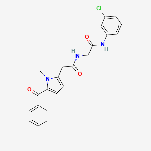 molecular formula C23H22ClN3O3 B14335767 N-(2-((3-Chlorophenyl)amino)-2-oxoethyl)-1-methyl-5-(4-methylbenzoyl)-1H-pyrrole-2-acetamide CAS No. 98124-05-1