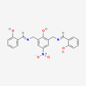 molecular formula C22H19N3O5 B14335972 6,6'-[(2-Hydroxy-5-nitro-1,3-phenylene)bis(methyleneazanediylmethanylylidene)]di(cyclohexa-2,4-dien-1-one) CAS No. 104182-08-3