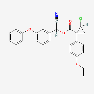 molecular formula C26H22ClNO4 B14336043 Cyclopropanecarboxylic acid, 2-chloro-1-(4-ethoxyphenyl)-, cyano(3-phenoxyphenyl)methyl ester CAS No. 101492-39-1
