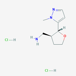 molecular formula C9H17Cl2N3O B1433619 [(2R,3S)-2-(1-methyl-1H-pyrazol-5-yl)oxolan-3-yl]methanamine dihydrochloride CAS No. 1808536-00-6