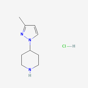 molecular formula C9H16ClN3 B1433622 4-(3-methyl-1H-pyrazol-1-yl)piperidine hydrochloride CAS No. 1138820-36-6