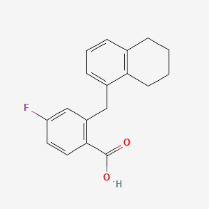 molecular formula C18H17FO2 B14336352 Benzoic acid, 4-fluoro-2-((5,6,7,8-tetrahydro-1-naphthalenyl)methyl)- CAS No. 104761-67-3