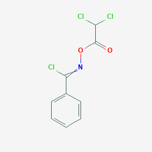molecular formula C9H6Cl3NO2 B14336418 N-[(Dichloroacetyl)oxy]benzenecarboximidoyl chloride CAS No. 105755-38-2