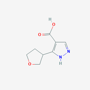 molecular formula C8H10N2O3 B1433661 3-(oxolan-3-yl)-1H-pyrazole-4-carboxylic acid CAS No. 1603041-23-1