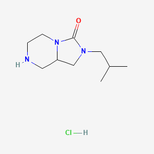 molecular formula C10H20ClN3O B1433673 2-(2-Methylpropyl)-octahydroimidazolidino[1,5-a]piperazin-3-one hydrochloride CAS No. 1788626-12-9