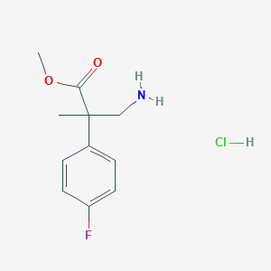 molecular formula C11H15ClFNO2 B1433677 Methyl 3-amino-2-(4-fluorophenyl)-2-methylpropanoate hydrochloride CAS No. 1795534-67-6