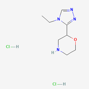 molecular formula C8H16Cl2N4O B1433679 2-(4-ethyl-4H-1,2,4-triazol-3-yl)morpholine dihydrochloride CAS No. 1803587-59-8