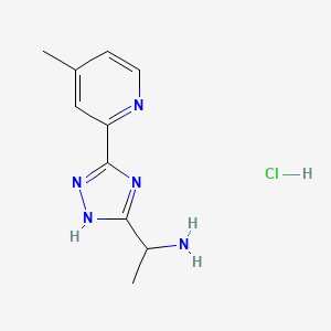 molecular formula C10H14ClN5 B1433682 1-[3-(4-methylpyridin-2-yl)-1H-1,2,4-triazol-5-yl]ethan-1-amine hydrochloride CAS No. 1798732-70-3