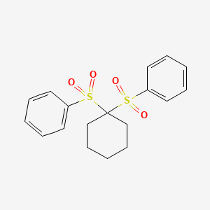 molecular formula C18H20O4S2 B14336887 Benzene, 1,1'-[cyclohexylidenebis(sulfonyl)]bis- CAS No. 103979-48-2
