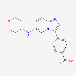 4-{6-[(Oxan-4-yl)amino]imidazo[1,2-b]pyridazin-3-yl}benzaldehyde