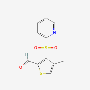 molecular formula C11H9NO3S2 B1433700 4-Methyl-3-(pyridine-2-sulfonyl)-thiophene-2-carbaldehyde CAS No. 1258283-07-6