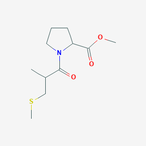 molecular formula C11H19NO3S B14337746 Methyl 1-[2-methyl-3-(methylsulfanyl)propanoyl]-2-pyrrolidinecarboxylate 