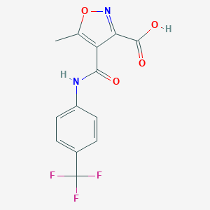 molecular formula C13H9F3N2O4 B143379 3-Carboxy-5-methyl-N-(4-(trifluoromethyl)phenyl)-4-isoxazolecarboxamide CAS No. 134888-93-0