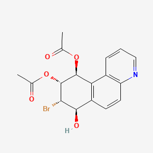 molecular formula C17H16BrNO5 B14337914 ((7R,8S,9R,10S)-10-Acetyloxy-8-bromo-7-hydroxy-7,8,9,10-tetrahydrobenzo(f)quinolin-9-yl) acetate CAS No. 103667-13-6