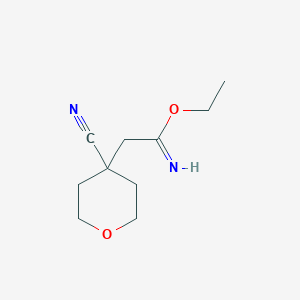 molecular formula C10H16N2O2 B14338114 ethyl 2-(4-cyanotetrahydro-2H-pyran-4-yl)acetimidate 