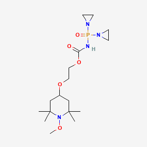 molecular formula C17H33N4O5P B14338260 Carbamic acid, (bis(1-aziridinyl)phosphinyl)-, 2-((1-methoxy-2,2,6,6-tetramethyl-4-piperidyl)oxy)ethyl ester CAS No. 101491-52-5