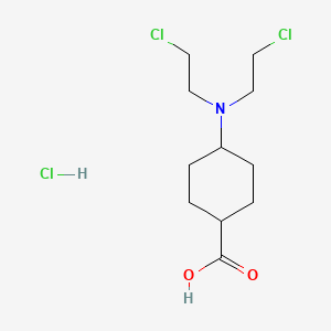 molecular formula C11H20Cl3NO2 B14338424 Cyclohexanecarboxylic acid, 4-(bis(2-chloroethyl)amino)-, hydrochloride CAS No. 105971-55-9